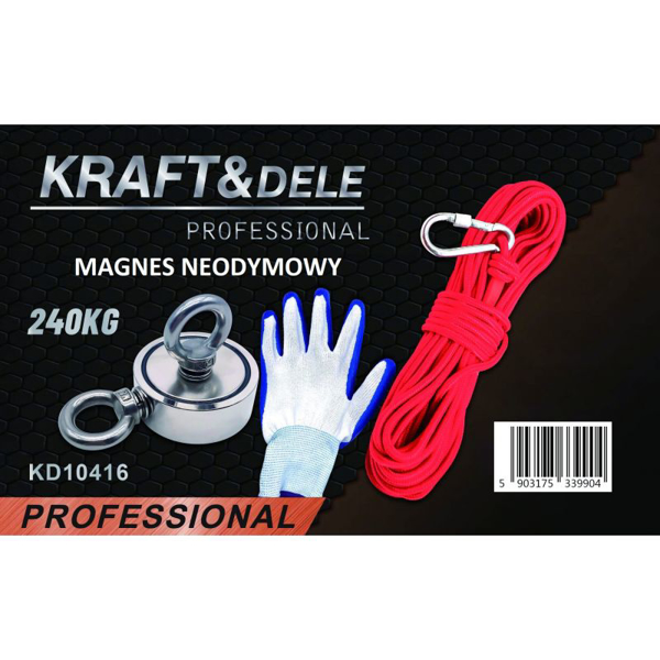 Picture of Set magnet neodim, franghie si manusi, 240 kg, Kraft&Dele KD10416